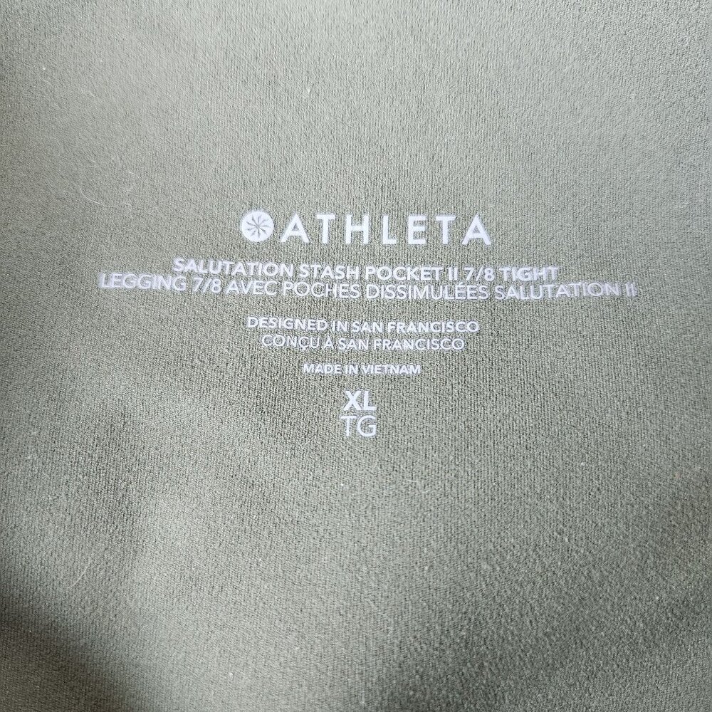 Athleta Salutation Stash Pocket II Womens 7/8 Leggings Size XL Green - Picture 5 of 6